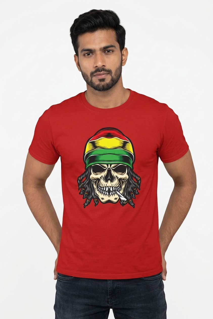 Reggae Skull - Rasta Red Casual Funk tee