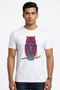 Owl Graphic Printed White Tshirt