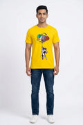 Astronaut And Planets Graphic Printed Yellow Tshirt