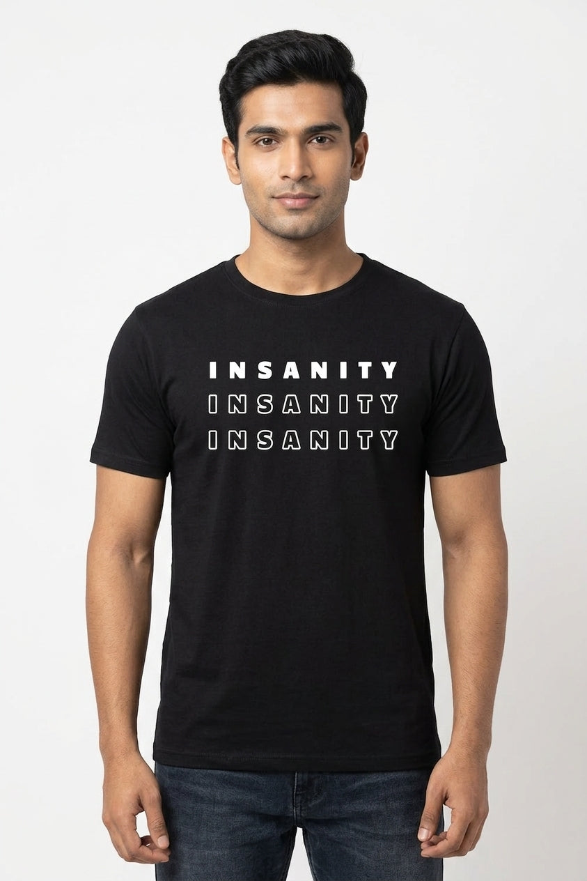 Insanity Printed Black Tshirt