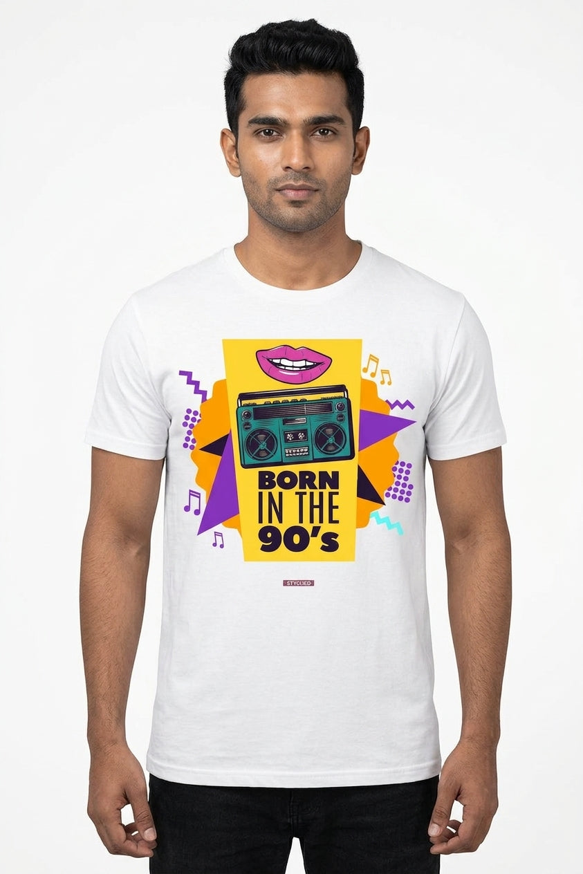 Born in the 90s - Retro printed graphic Tee for the 90 born - White