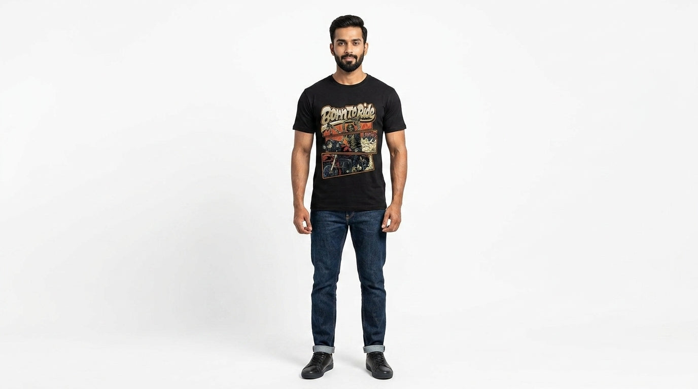 Born To Ride Graphic Printed Black Tshirt