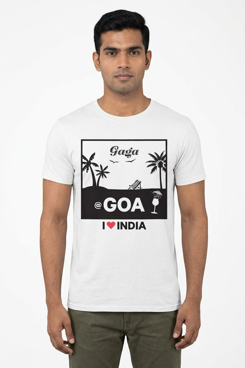 Gaga in Goa - Styched in India Graphic T-Shirt White Color