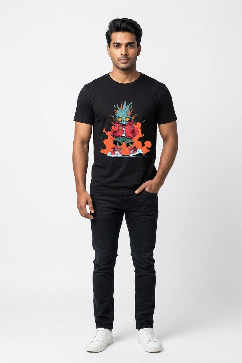 Color Man Graphic Printed Black Tshirt