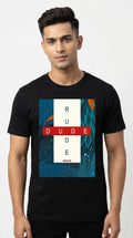 Rude Dude - Block printed Contemporary Casual TShirt Black
