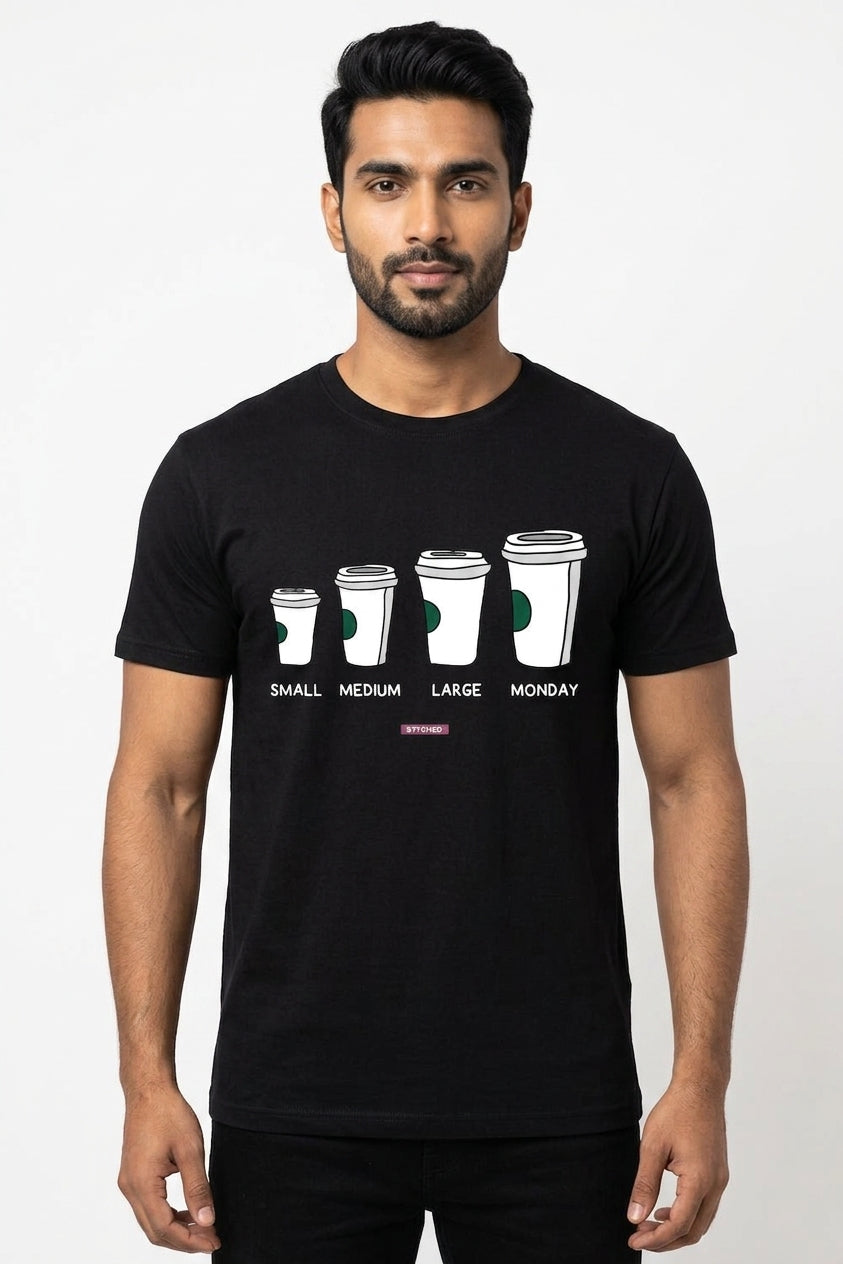 Small to Monday Coffee - Graphic T-Shirt Black Color