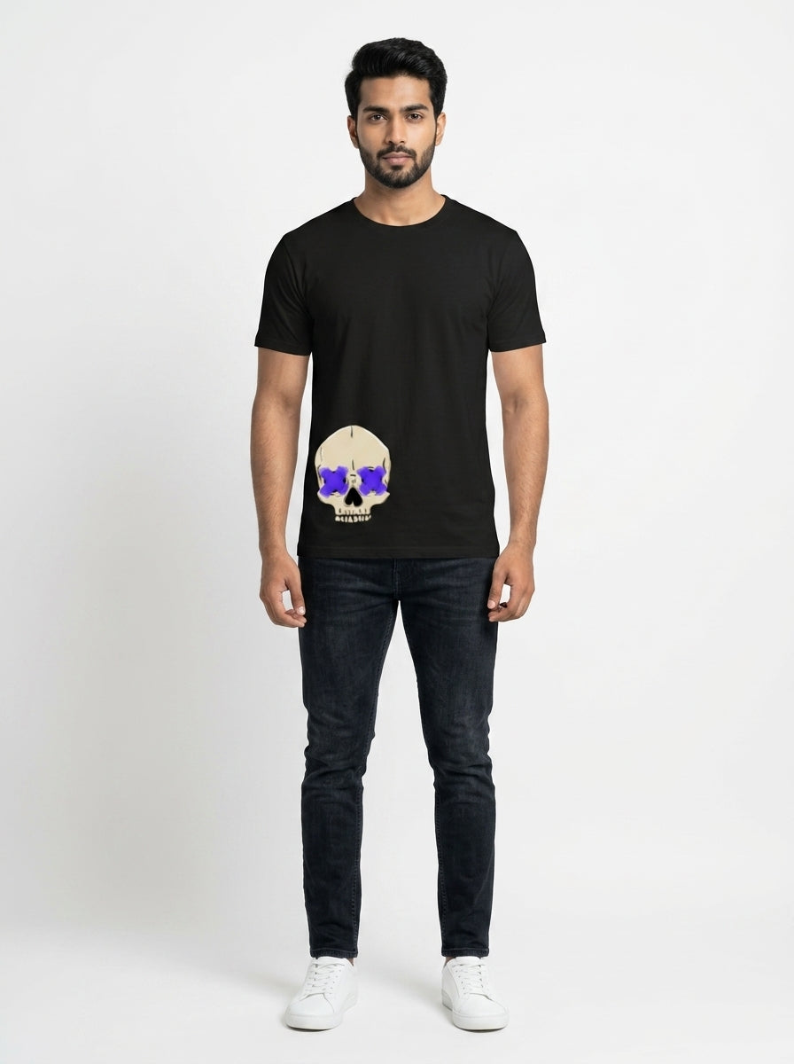 Punk Skull Graphic Printed Black Tshirt