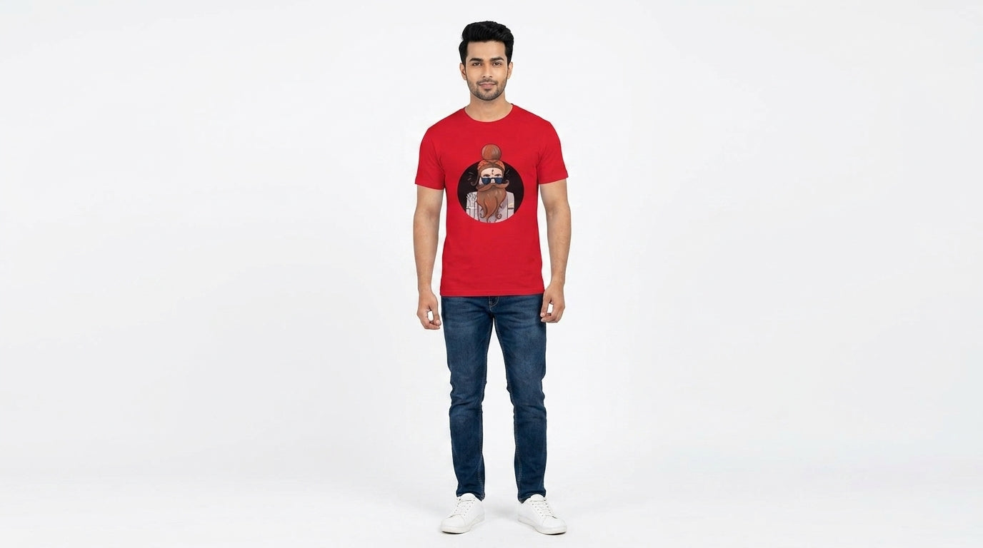 Calm Baba Graphic Printed Red Tshirt