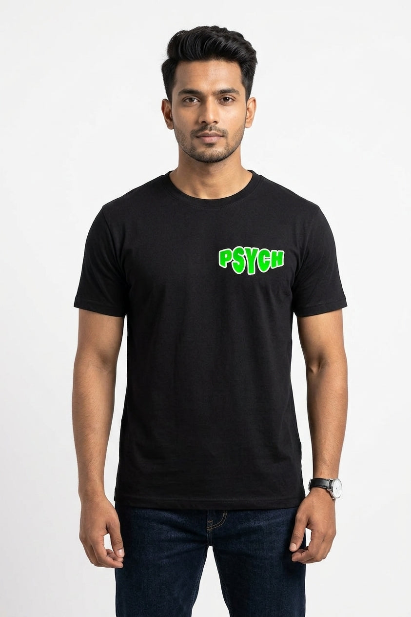 Psych Graphic Printed Black Tshirt