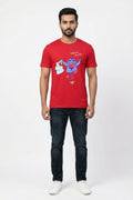 Distance Graphic Printed Red Tshirt