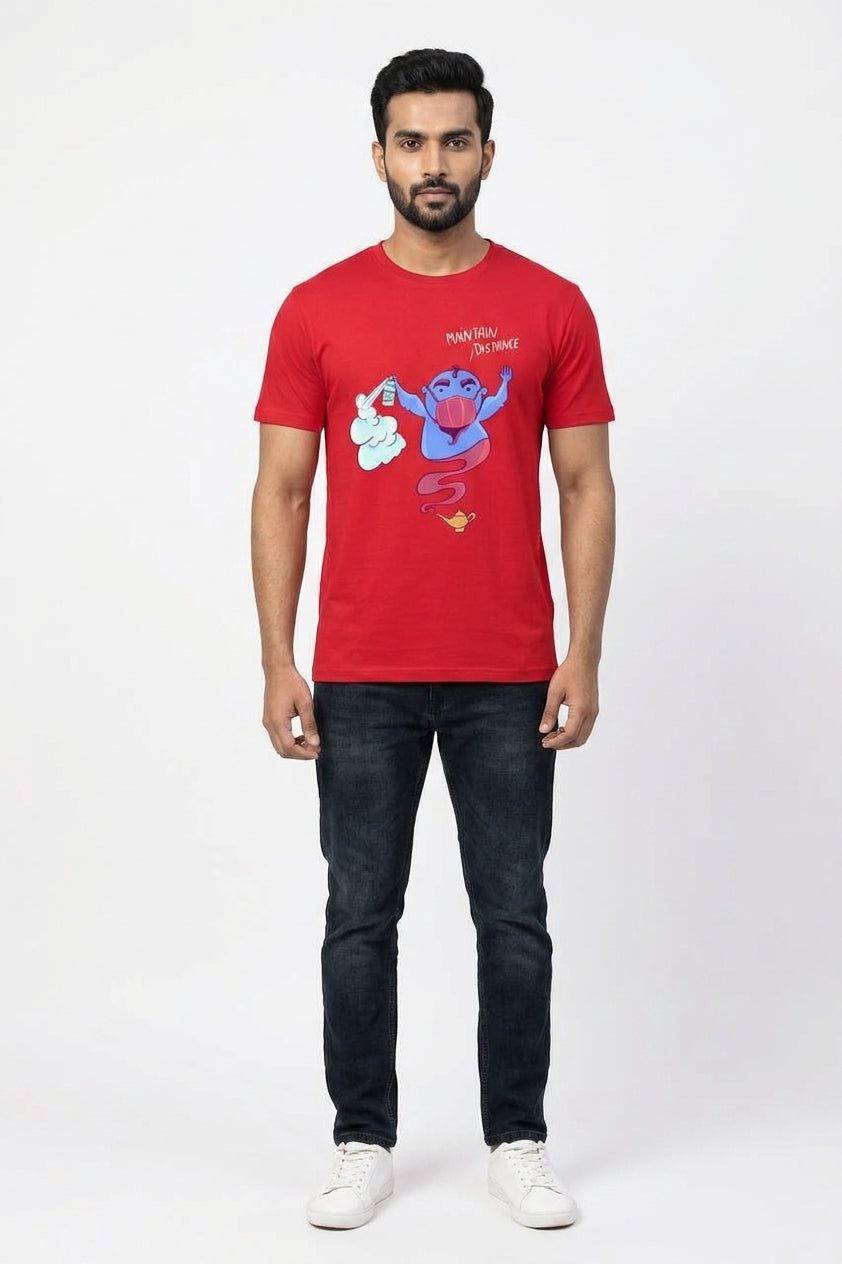 Distance Graphic Printed Red Tshirt