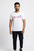 Techno Wave Graphic Printed White Tshirt