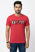 Parental Advisory Explicit - Cool graphic round neck Red TShirt