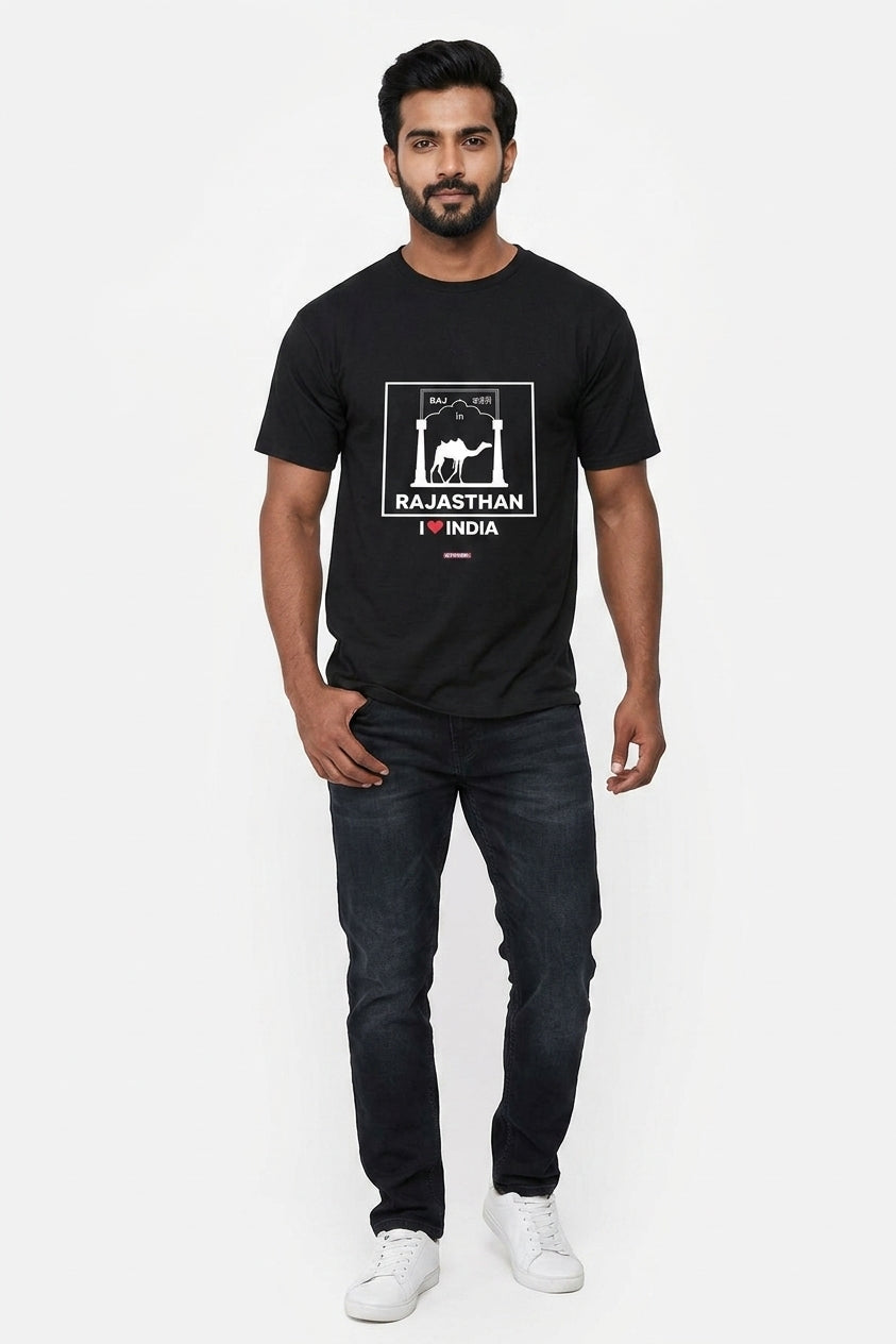 I love Rajasthan - Styched in India Graphic T-Shirt Black Color