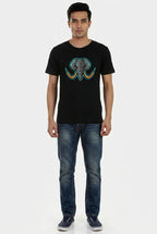 Elephant graphics printed black t-shirt - The Mighty one