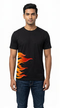 Fire Graphic Printed Black Tshirt