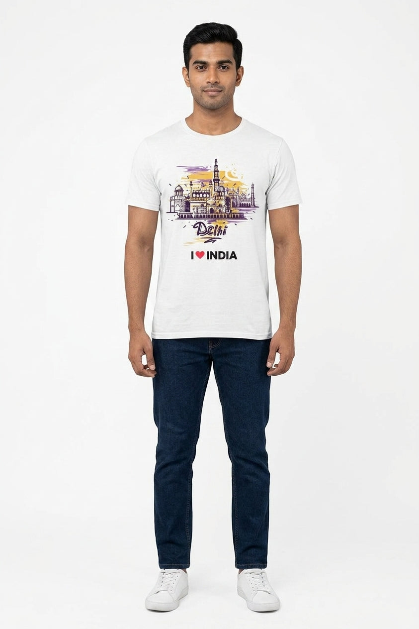 Delhi - Styched in India Graphic T-Shirt White Color