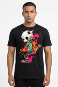 Pink Skull Graphic Printed Black Tshirt