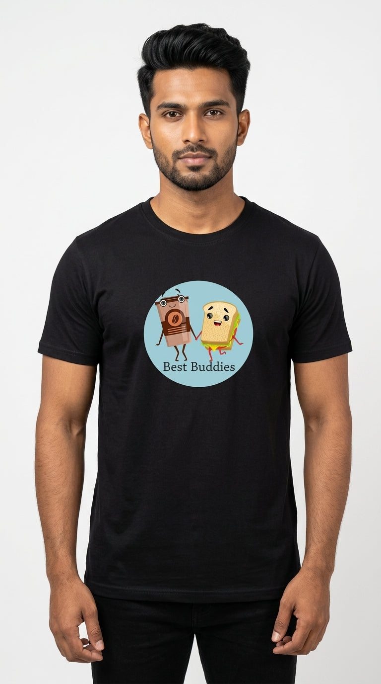 Best Buddies Graphic Printed Black Tshirt