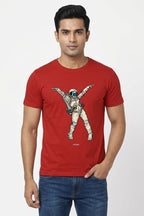 Astronaut dancing - Cool graphic round neck Red T-Shirt