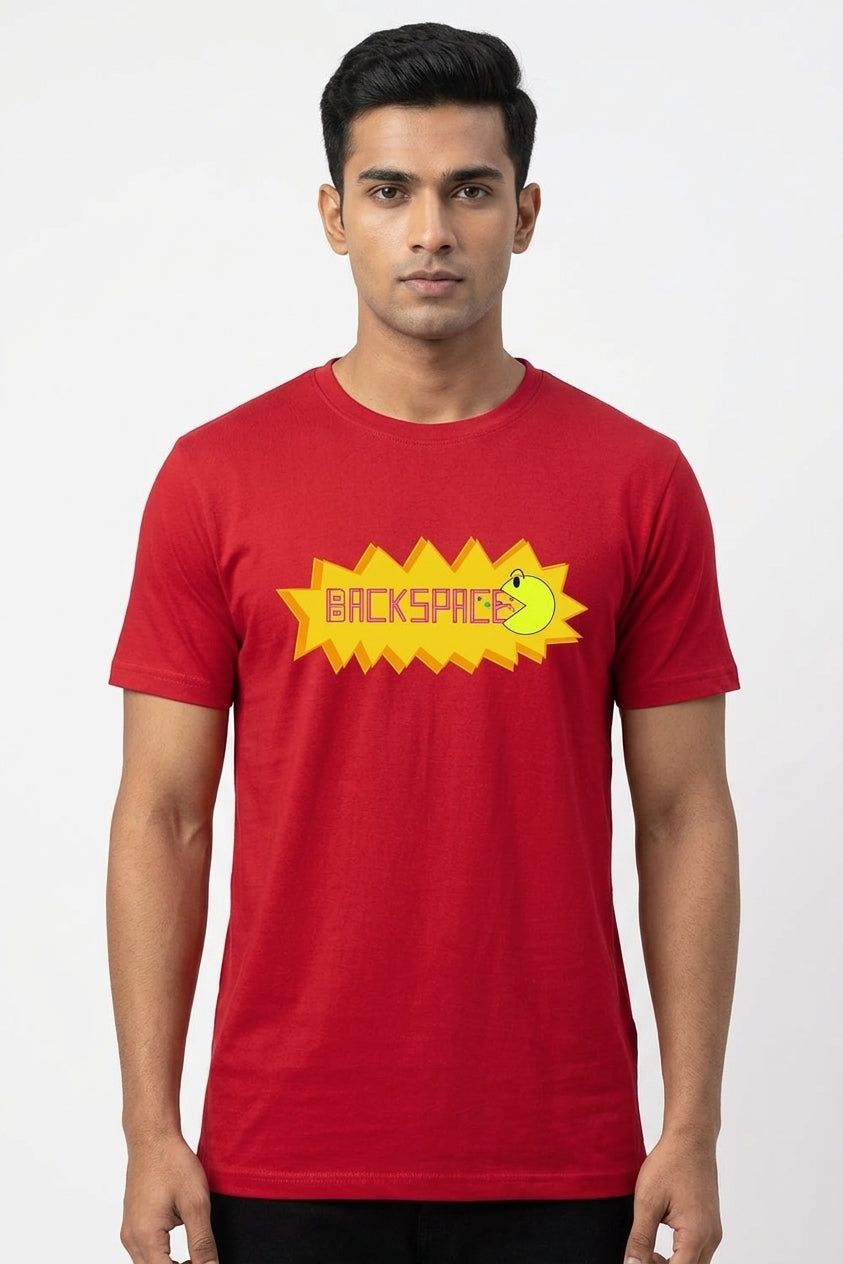 Backspace Graphic Printed Red Tshirt