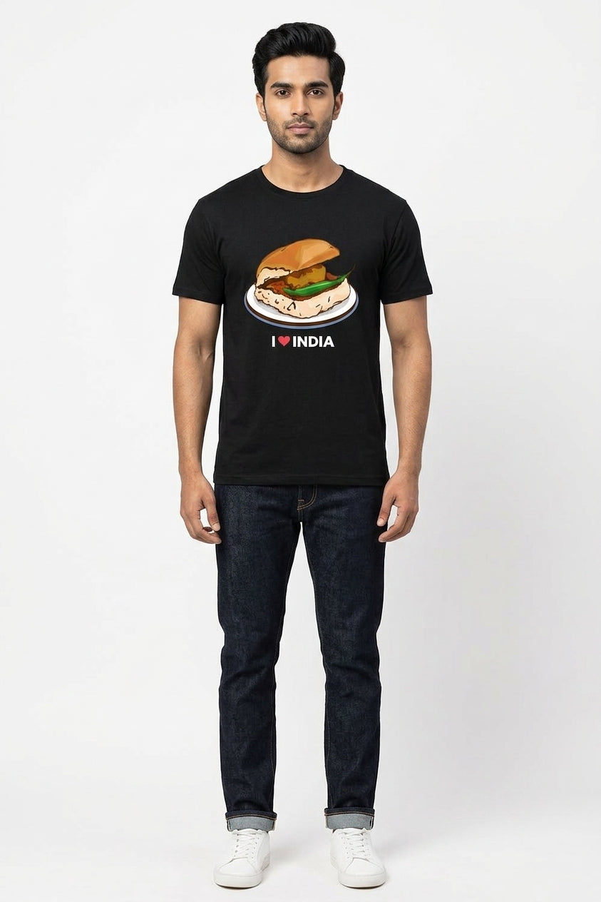 Vada Pav - Styched in India Graphic T-Shirt White Color