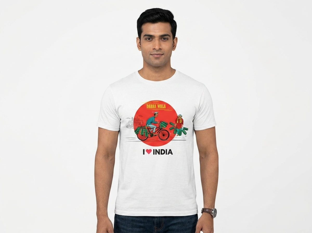 Mumbai Dabbawala - Styched in India Graphic T-Shirt White Color