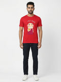 Smiling Monk Graphic Printed Red Tshirt