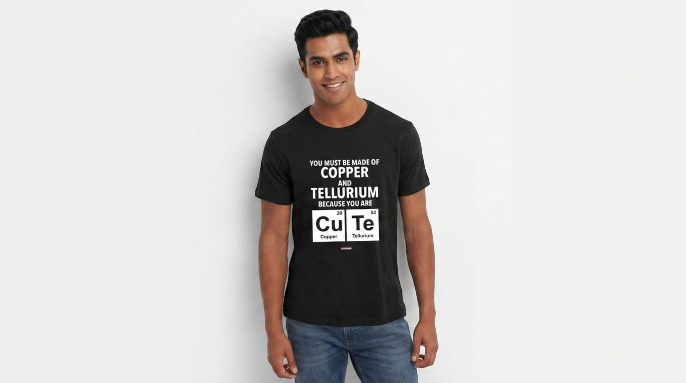 You are CuTe! - Quirky Graphic T-Shirt Black Color