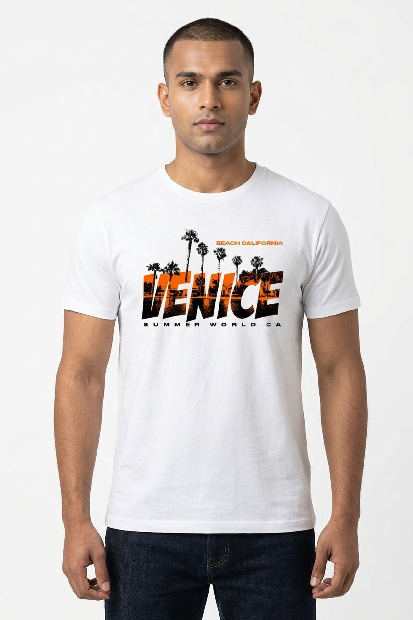 Venice Graphic Printed White Tshirt
