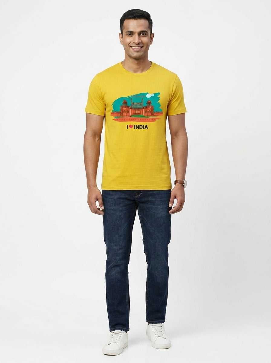 Red Fort - Styched in India Graphic T-Shirt White Color