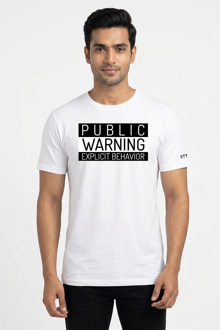 Explicit Graphic Printed White Tshirt