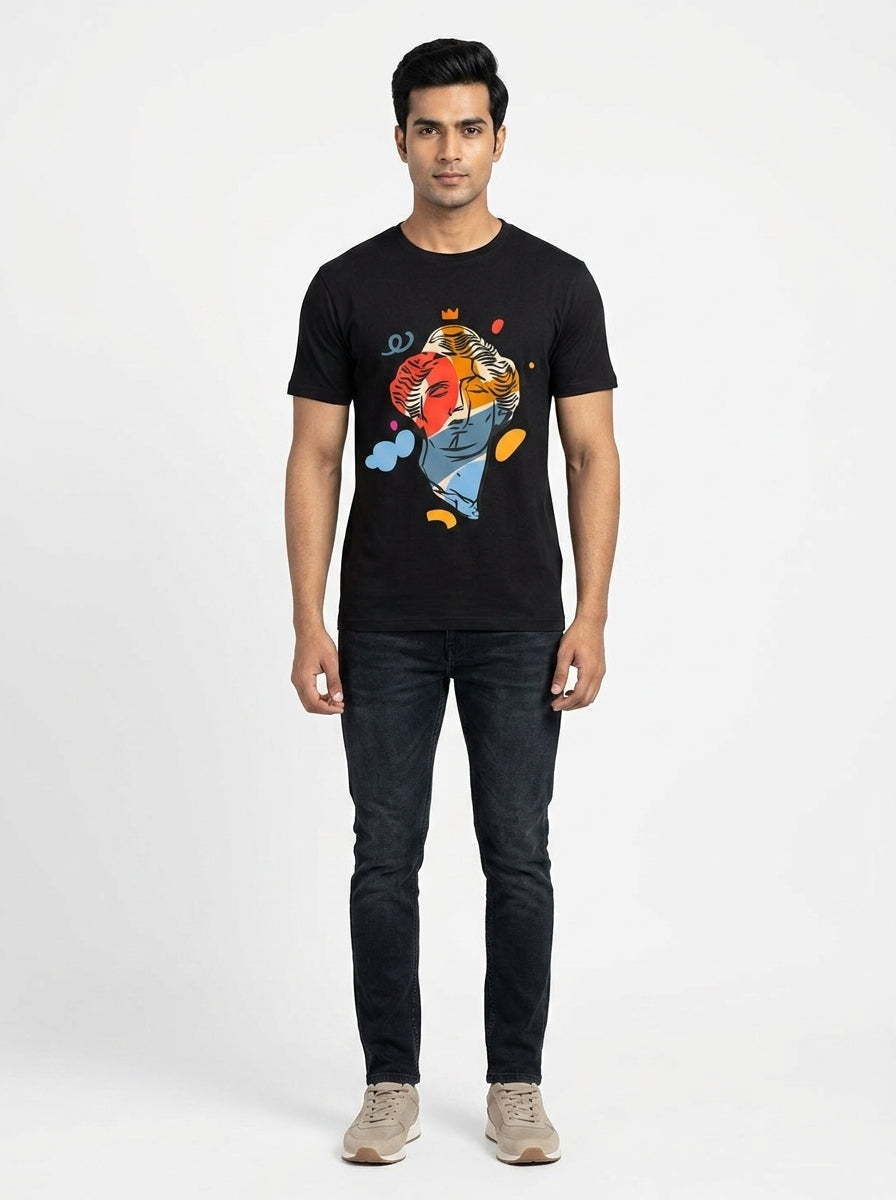 Greek Ancient Graphic Printed Black Tshirt