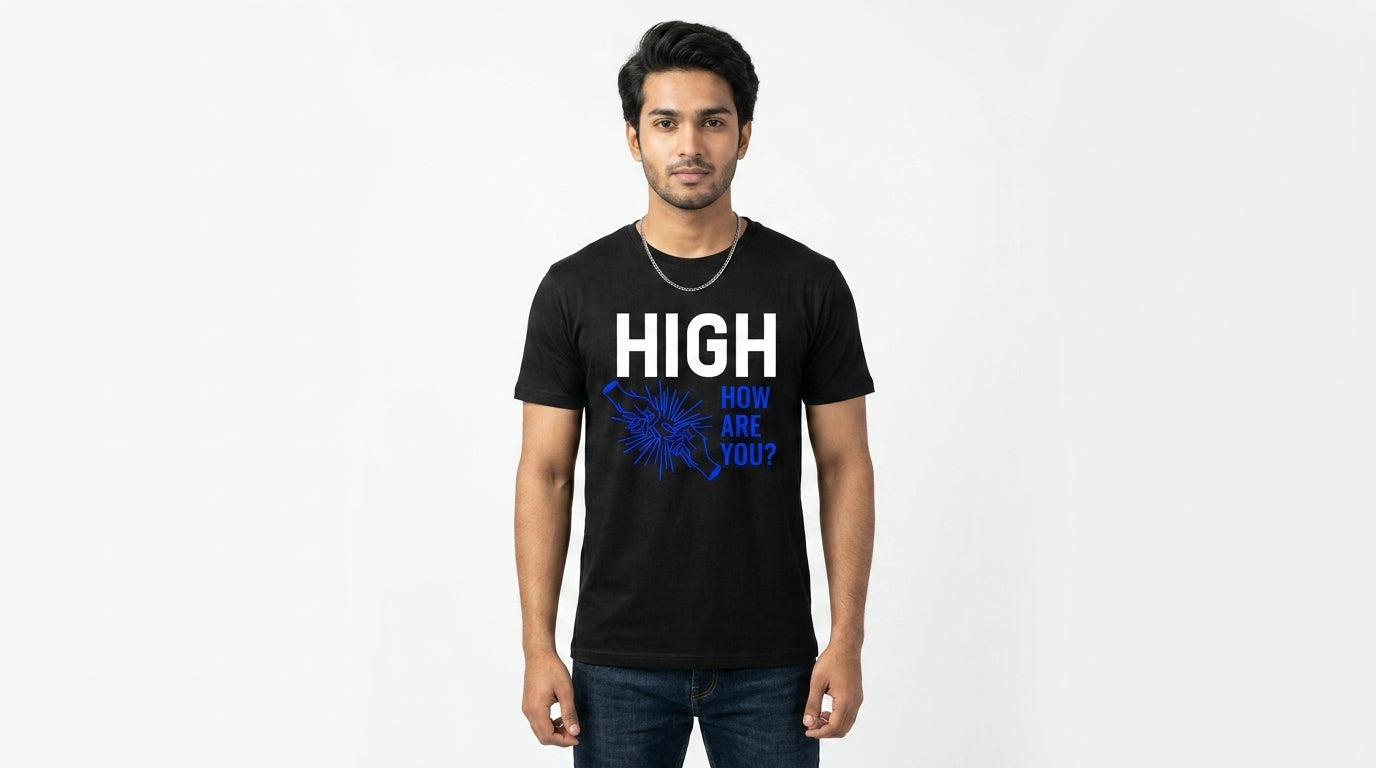 High Graphic Printed Black Tshirt
