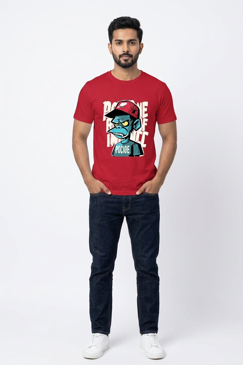 Funky Apes Graphic Printed Red Tshirt