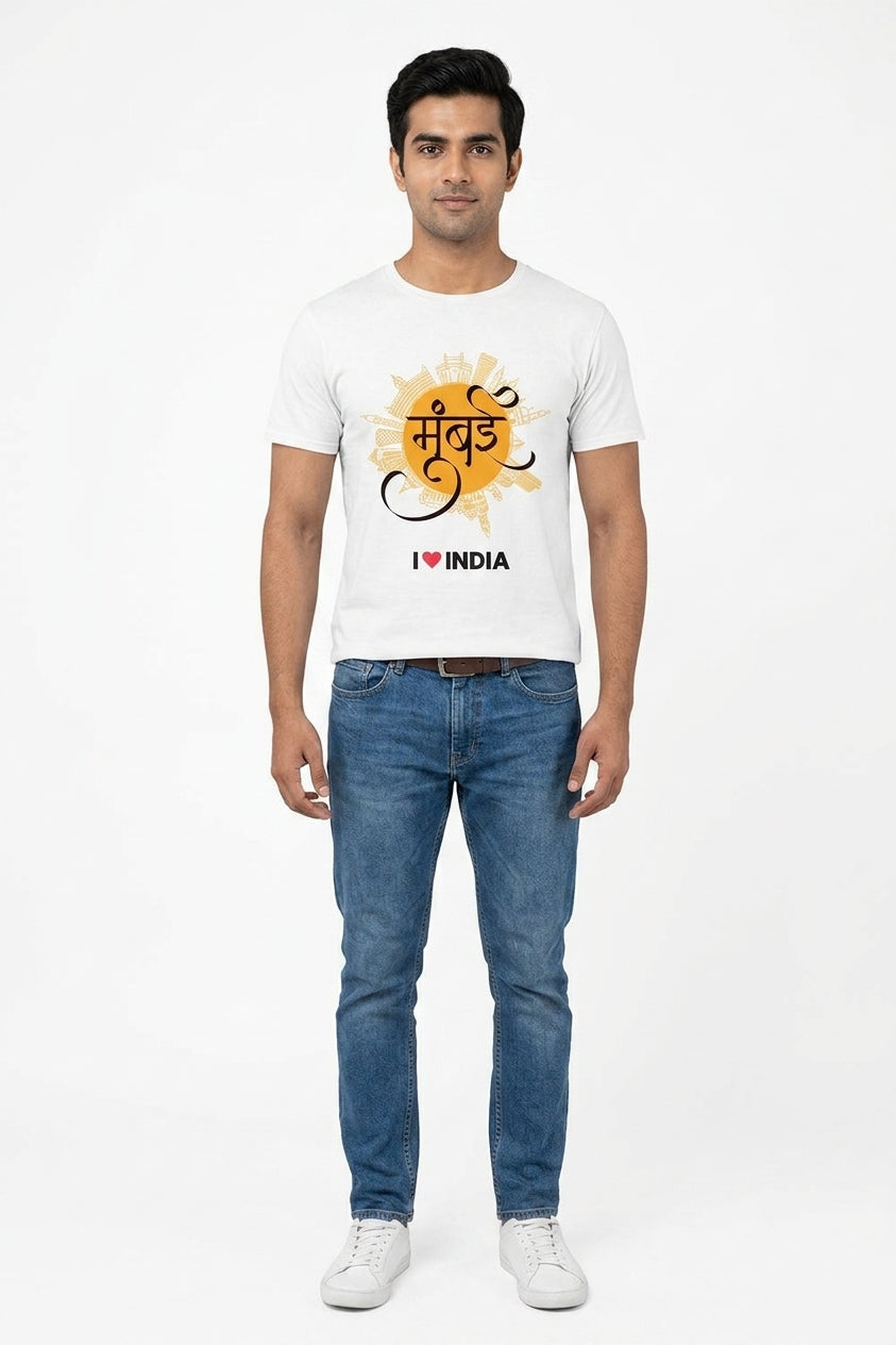 Mumbai - Styched in India Graphic T-Shirt White Color