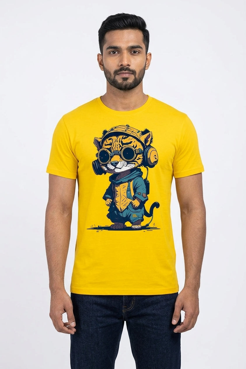 Baby Tiger Graphic Printed Yellow Tshirt