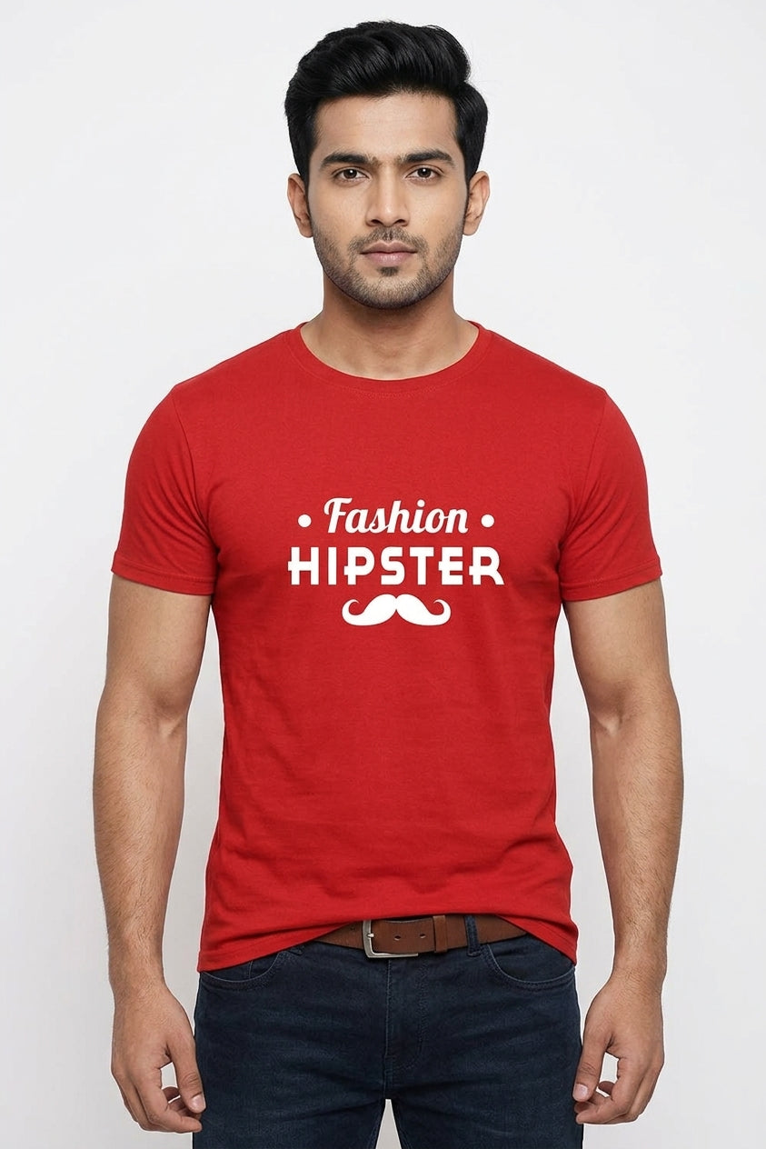 Fashion Hipster - Cool Casual Red Printed T-Shirt