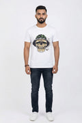 Weed Puffing Skeleton - White Casual Quirky T-Shirt