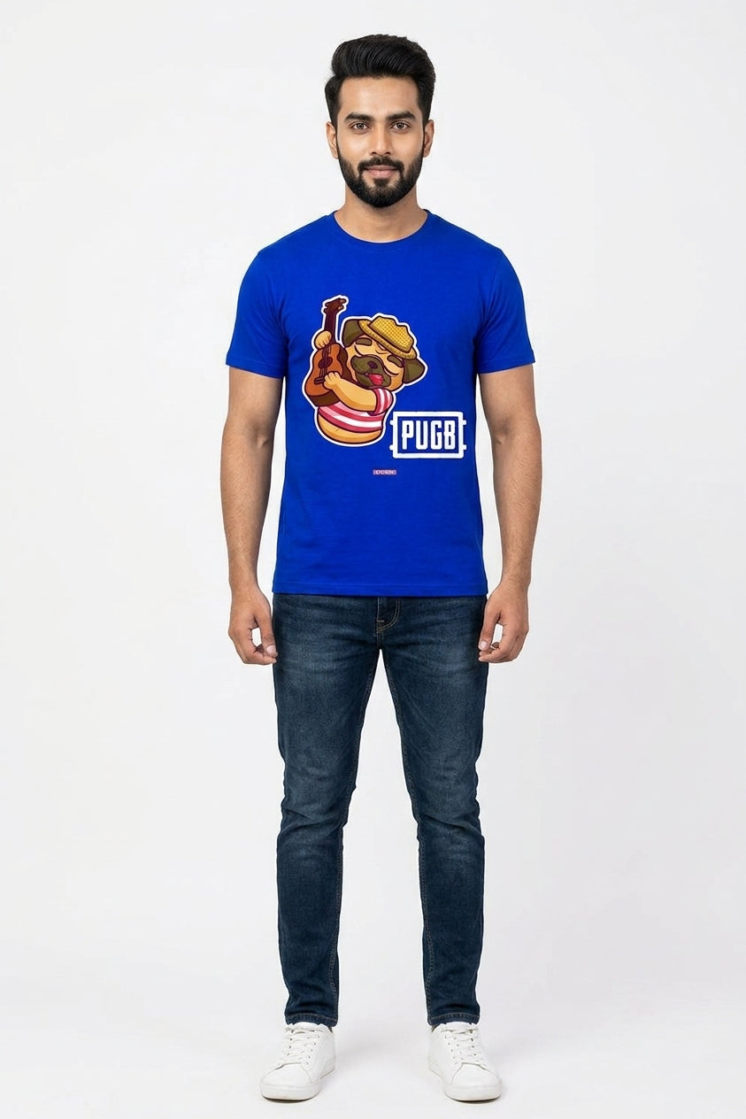Pugb following PubG style - Quirky Graphic T-Shirt Blue Color