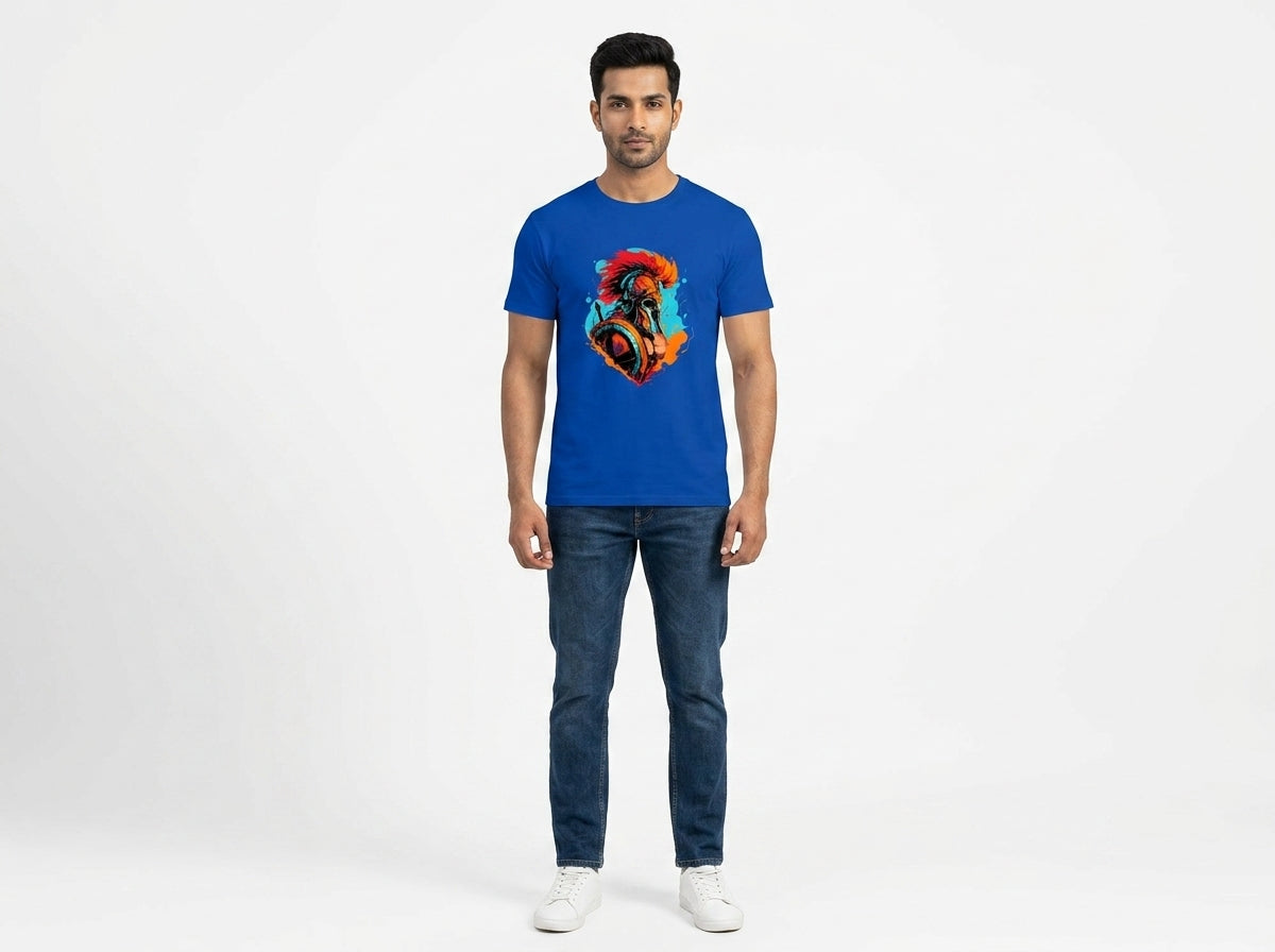 Warrior Graphic Printed Blue Tshirt