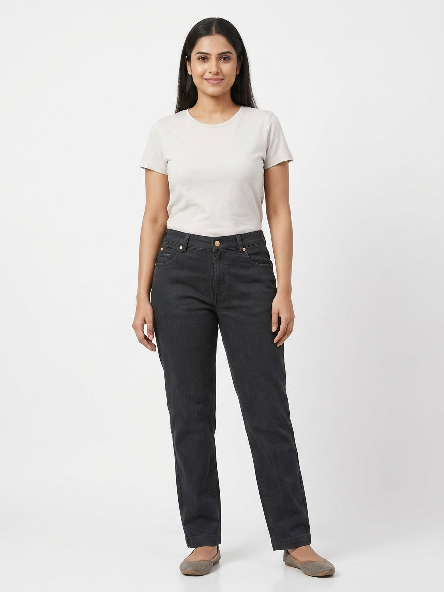 Mcm Trousers Solid Charcoal Cotton
