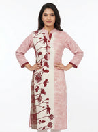 Vanita Kurti Floral Pink Cotton Blend
