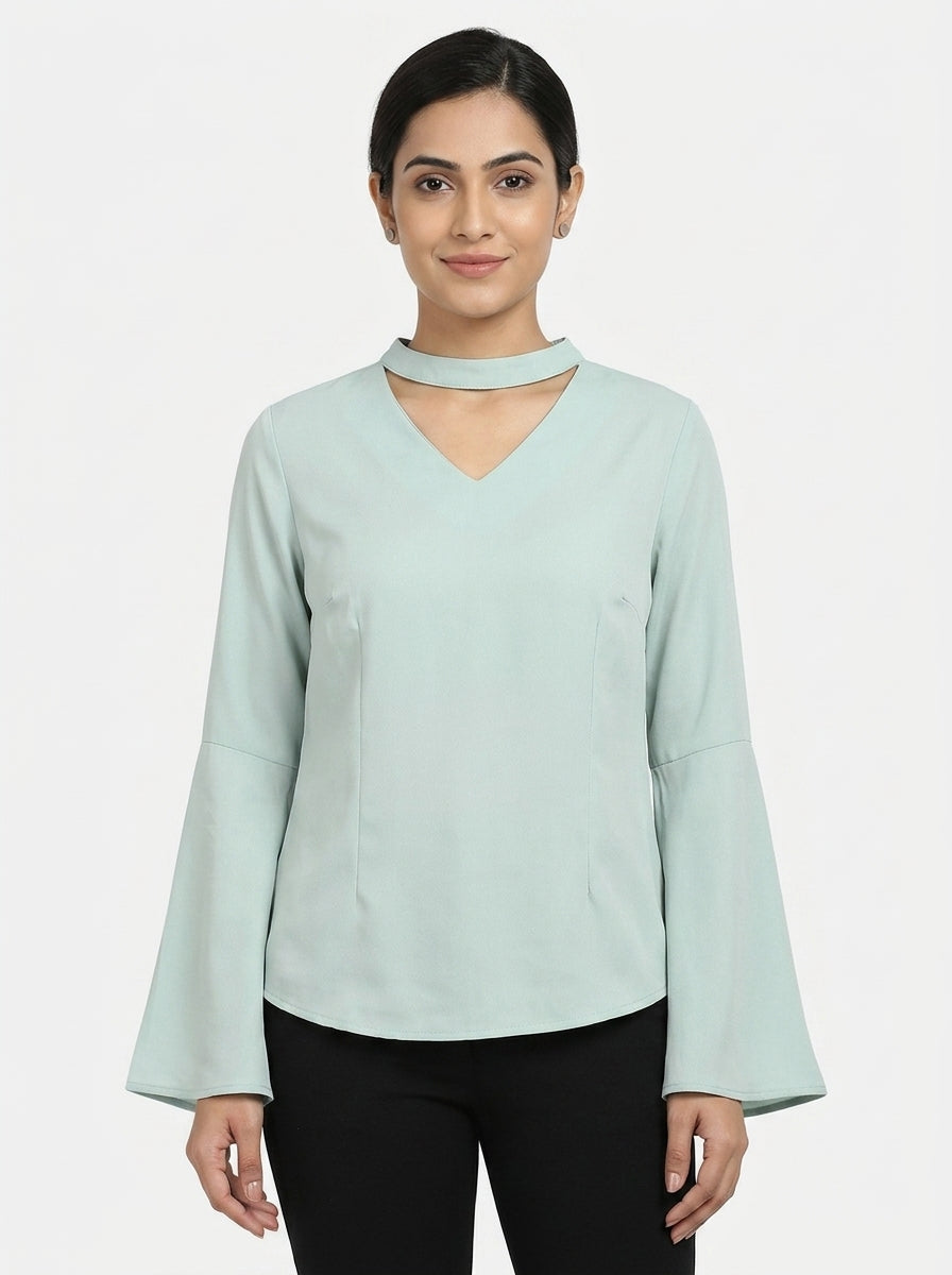 Tokyo Talkies Top Solid Mint Polyester