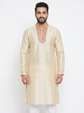 White Diamond Kurta Self Design Cream Silk