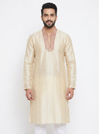 White Diamond Kurta Self Design Cream Silk