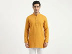 Ethos Kurta Self Design Mustard Cotton