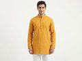 Ethos Kurta Self Design Mustard Cotton