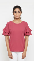 Top Casual Pink Polyester
