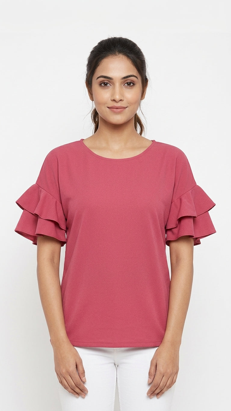 Top Casual Pink Polyester